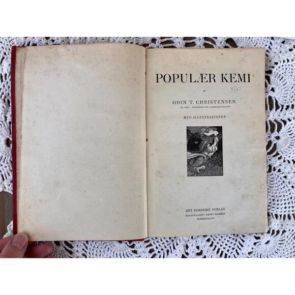 Antique Danish Chemistry Book: 1899 Populær Kemi, Halloween Decor - Picture 2 of 7